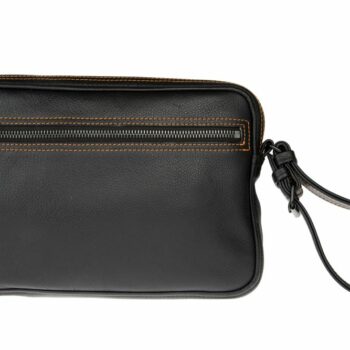 Black leather clutch